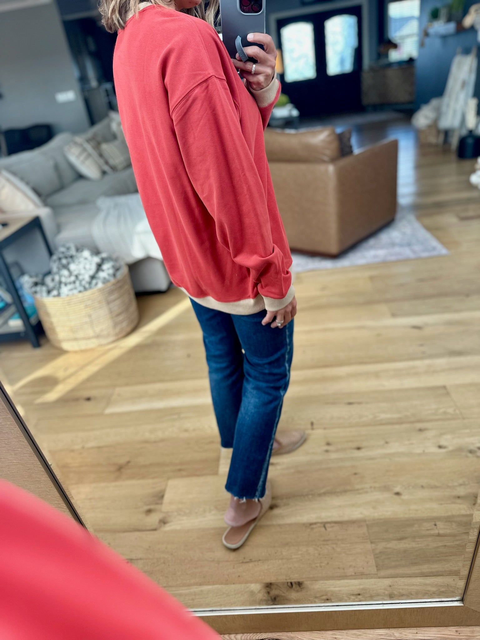 Somewhere We Know Two-Toned Crew-Wishlist-Anna Kaytes Boutique, Women's Fashion Boutique in Grinnell, Iowa