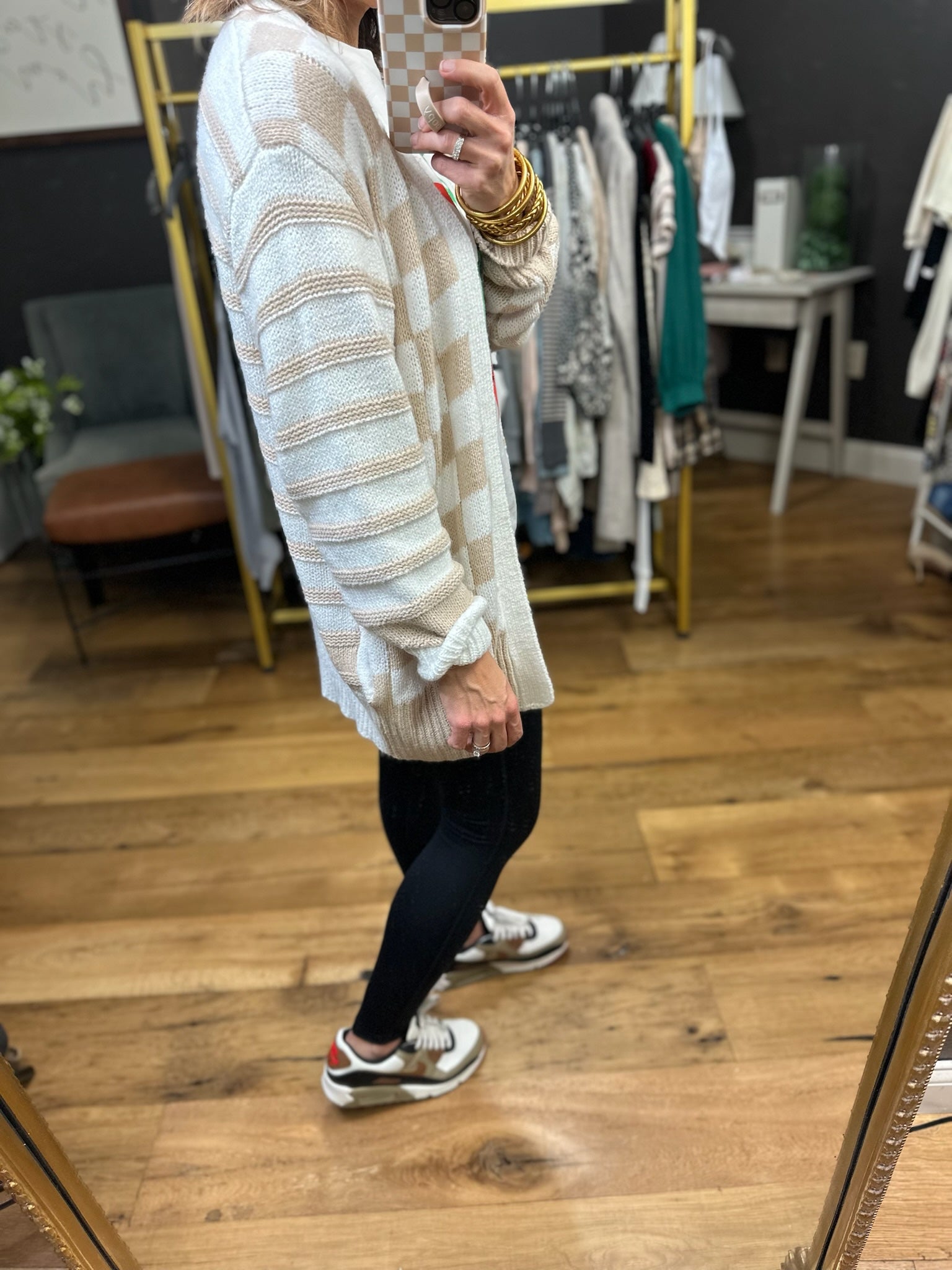 Dream Come True Checkered Cardigan - Cream/Taupe-Wishlist-Anna Kaytes Boutique, Women's Fashion Boutique in Grinnell, Iowa