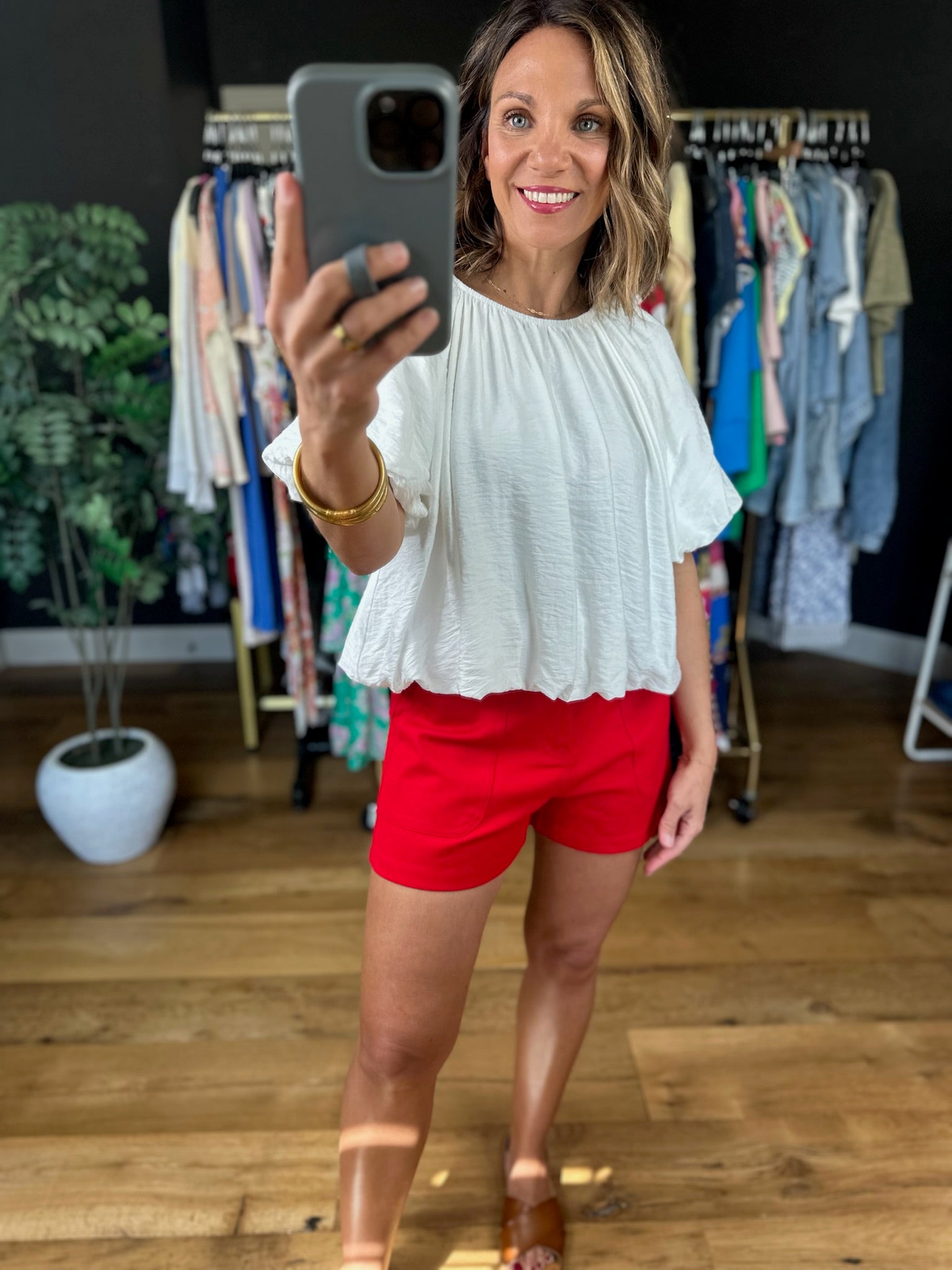 Missing Chapter Bubble-Hem Top-Short Sleeves-Entro-Anna Kaytes Boutique, Women's Fashion Boutique in Grinnell, Iowa