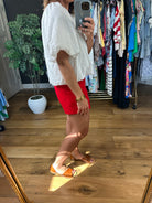 Missing Chapter Bubble-Hem Top-Short Sleeves-Entro-Anna Kaytes Boutique, Women's Fashion Boutique in Grinnell, Iowa