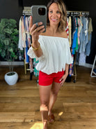 Missing Chapter Bubble-Hem Top-Short Sleeves-Entro-Anna Kaytes Boutique, Women's Fashion Boutique in Grinnell, Iowa