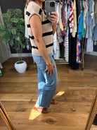 Say So Striped Knit Top-Short Sleeves-Blu Pepper-Anna Kaytes Boutique, Women's Fashion Boutique in Grinnell, Iowa