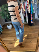Say So Striped Knit Top-Short Sleeves-Blu Pepper-Anna Kaytes Boutique, Women's Fashion Boutique in Grinnell, Iowa