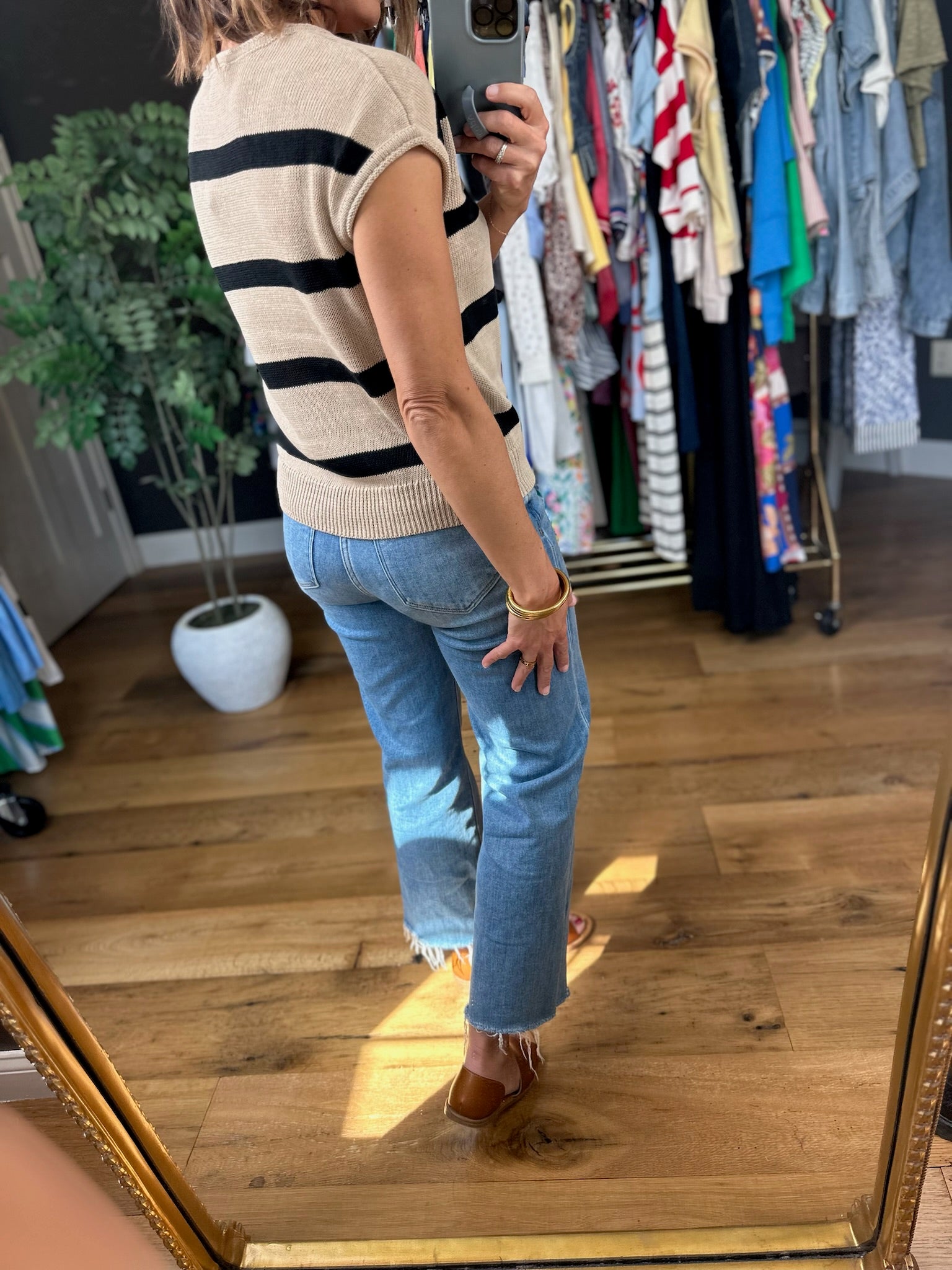 Say So Striped Knit Top-Short Sleeves-Blu Pepper-Anna Kaytes Boutique, Women's Fashion Boutique in Grinnell, Iowa