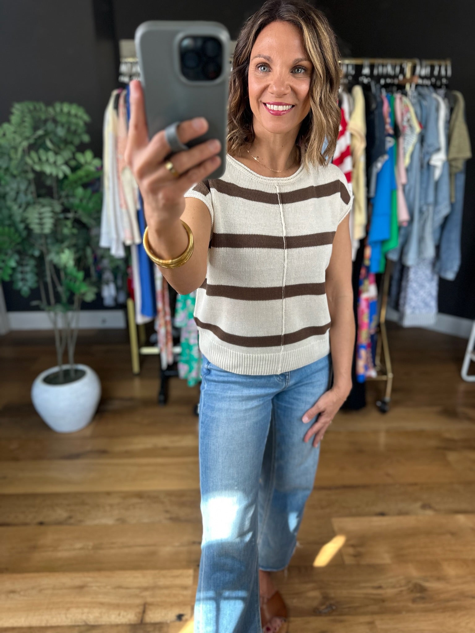 Say So Striped Knit Top-Short Sleeves-Blu Pepper-Anna Kaytes Boutique, Women's Fashion Boutique in Grinnell, Iowa
