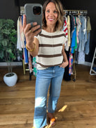 Say So Striped Knit Top-Short Sleeves-Blu Pepper-Anna Kaytes Boutique, Women's Fashion Boutique in Grinnell, Iowa