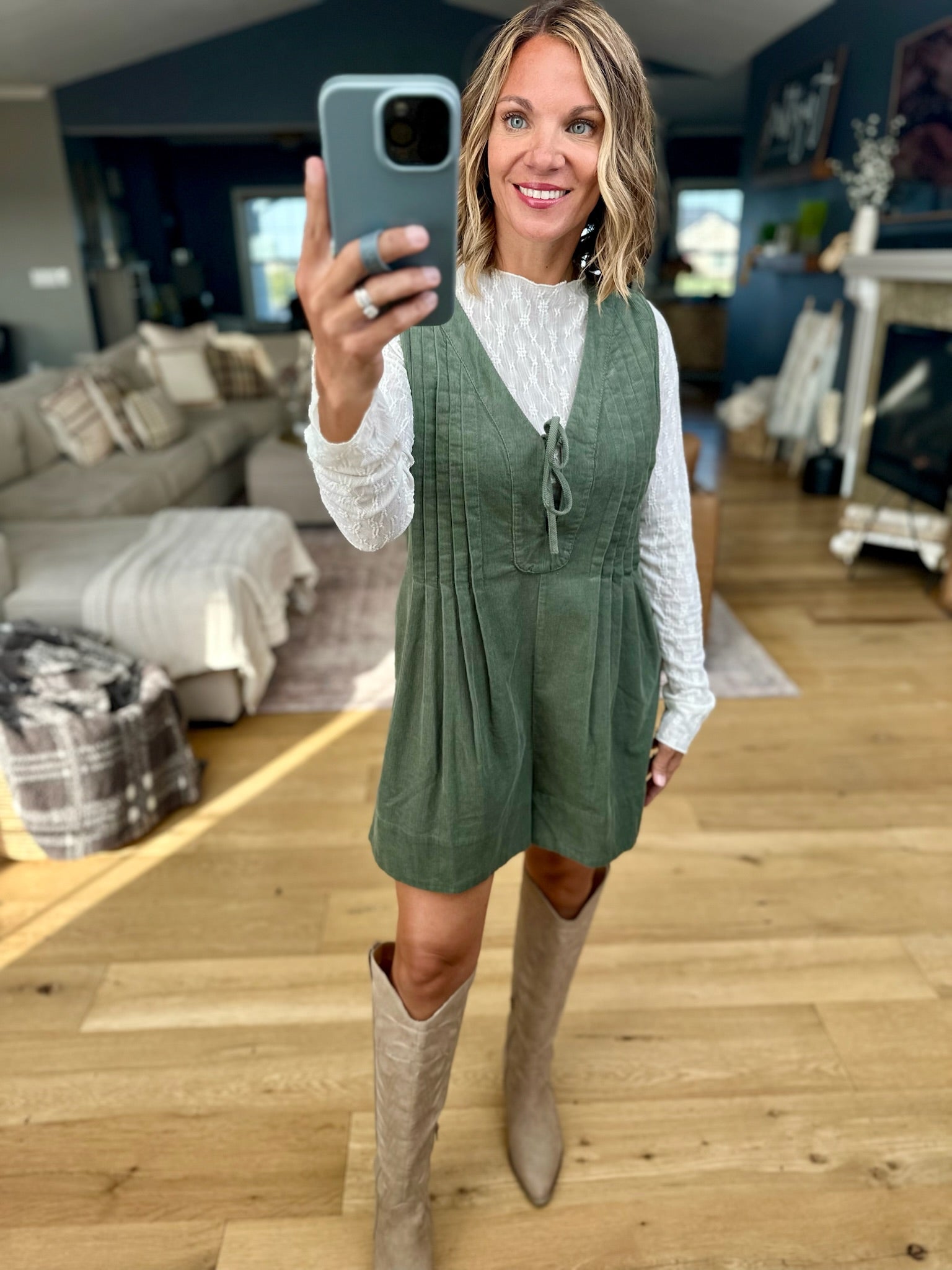 **Start With Fall Tie-Front Romper-Wishlist-Anna Kaytes Boutique, Women's Fashion Boutique in Grinnell, Iowa