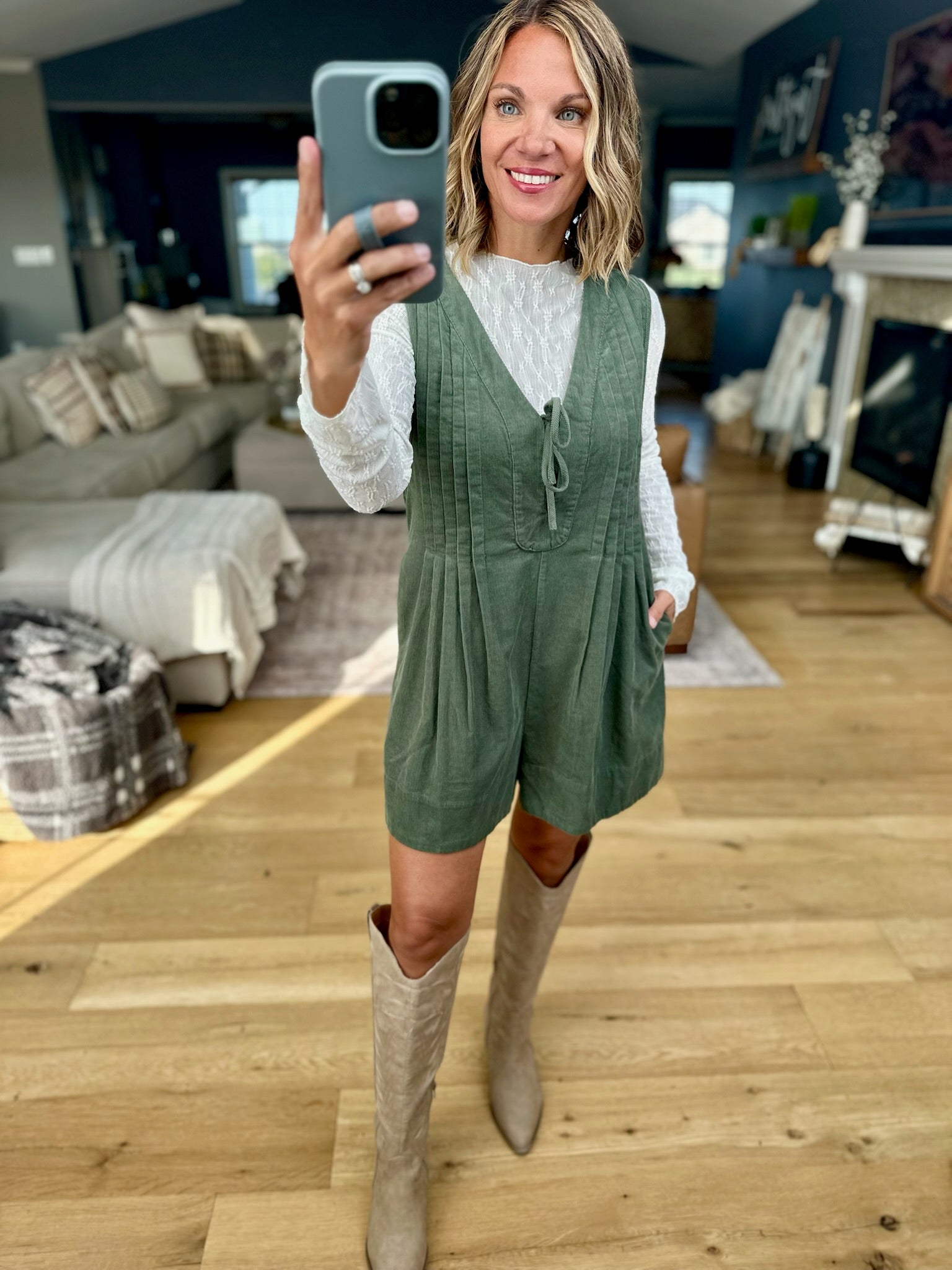 Start With Fall Tie-Front Romper-Wishlist-Anna Kaytes Boutique, Women's Fashion Boutique in Grinnell, Iowa