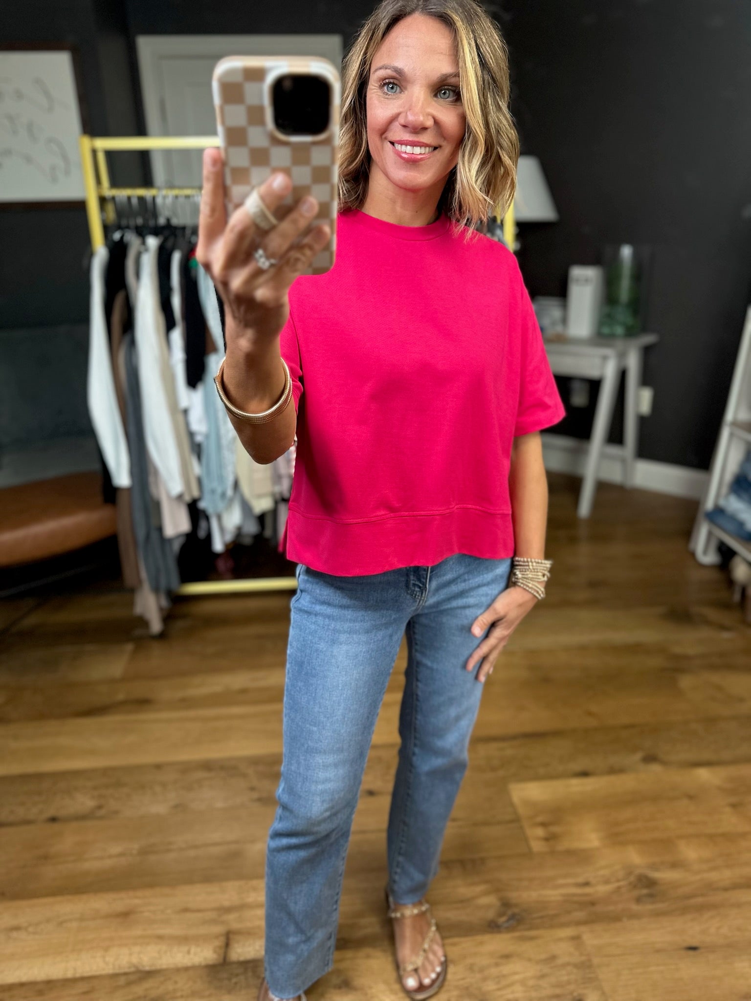 Bold & Beautiful Boxy Crew Tee - Fuchsia-Wishlist-Anna Kaytes Boutique, Women's Fashion Boutique in Grinnell, Iowa