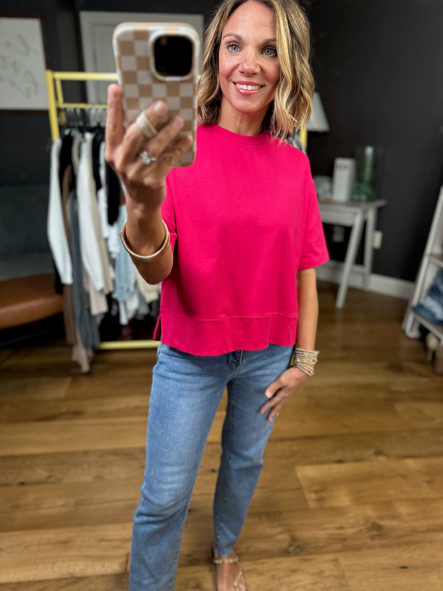 Bold & Beautiful Boxy Crew Tee - Fuchsia-Wishlist-Anna Kaytes Boutique, Women's Fashion Boutique in Grinnell, Iowa