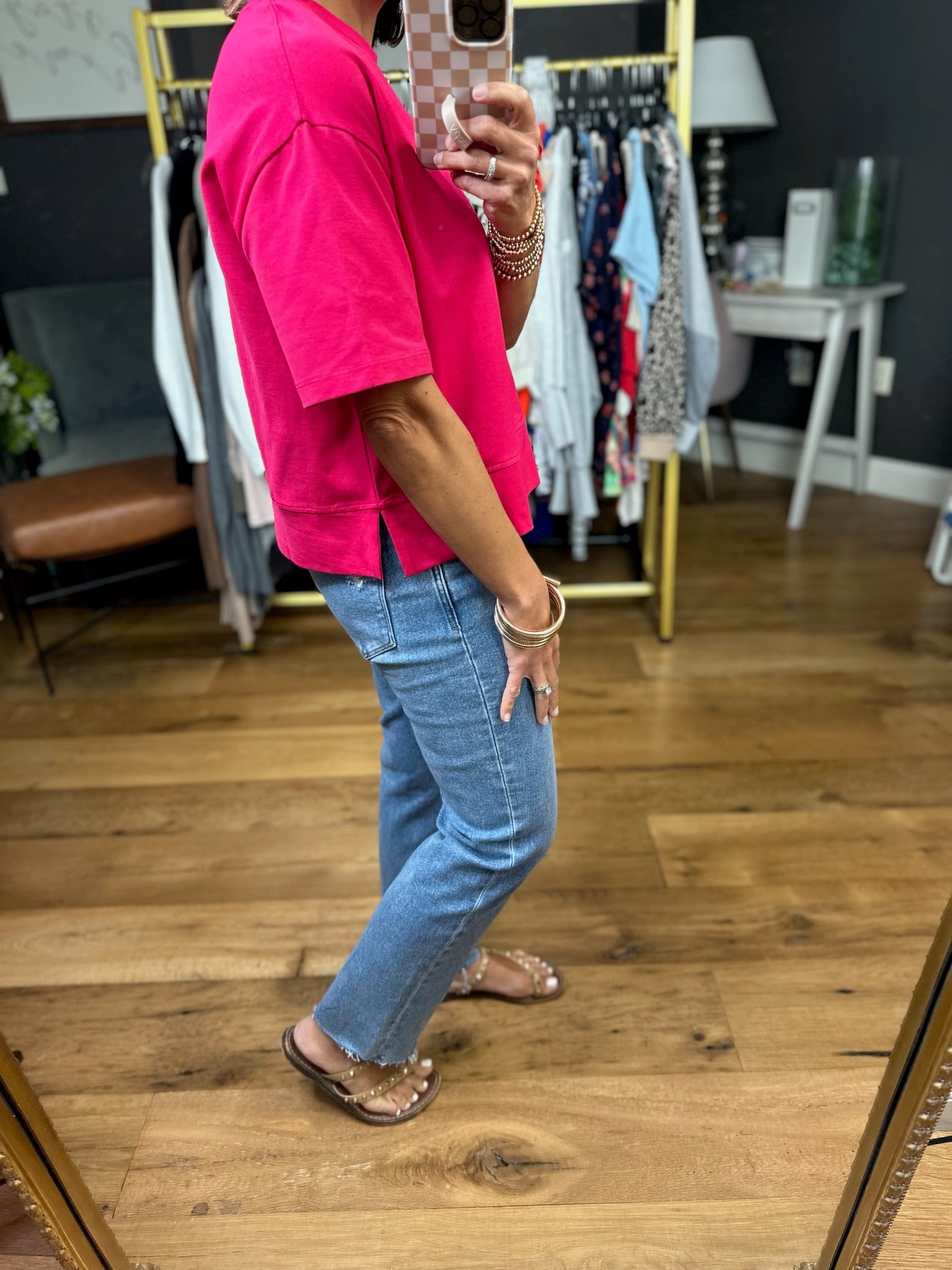 Bold & Beautiful Boxy Crew Tee - Fuchsia-Wishlist-Anna Kaytes Boutique, Women's Fashion Boutique in Grinnell, Iowa