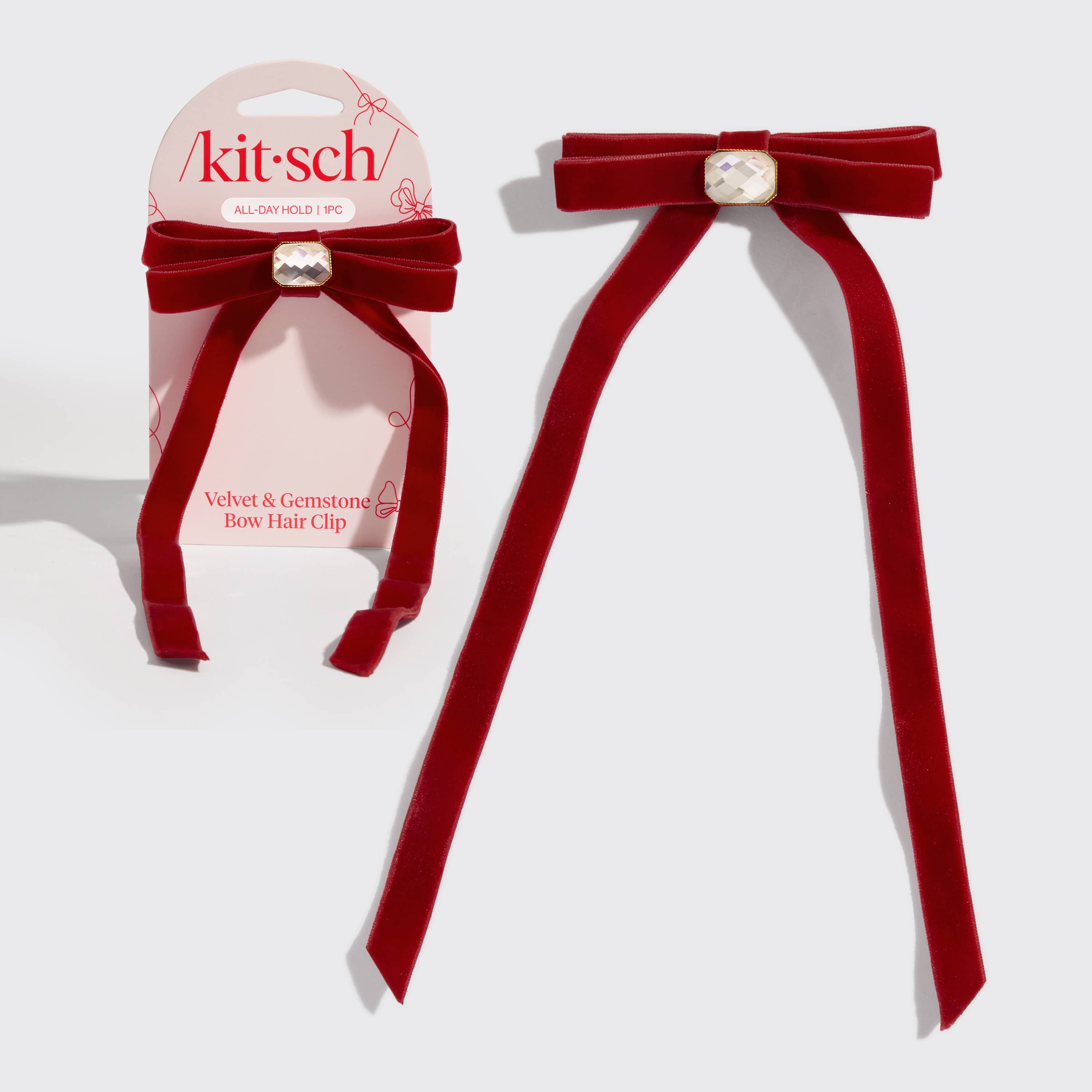 Holiday Velvet & Gemstone Bow Hair Clip-KITSCH-Anna Kaytes Boutique, Women's Fashion Boutique in Grinnell, Iowa