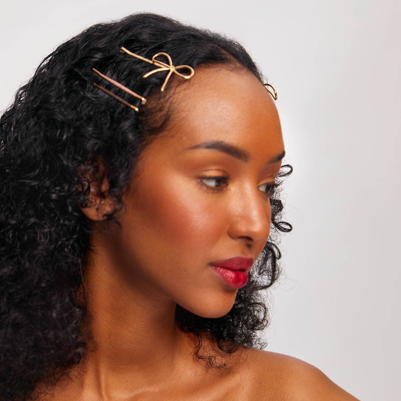 Metal Enamel Cloud & Bow Bobby Pins 8pc Set - Rosewood-Hair Accessories-KITSCH-Anna Kaytes Boutique, Women's Fashion Boutique in Grinnell, Iowa