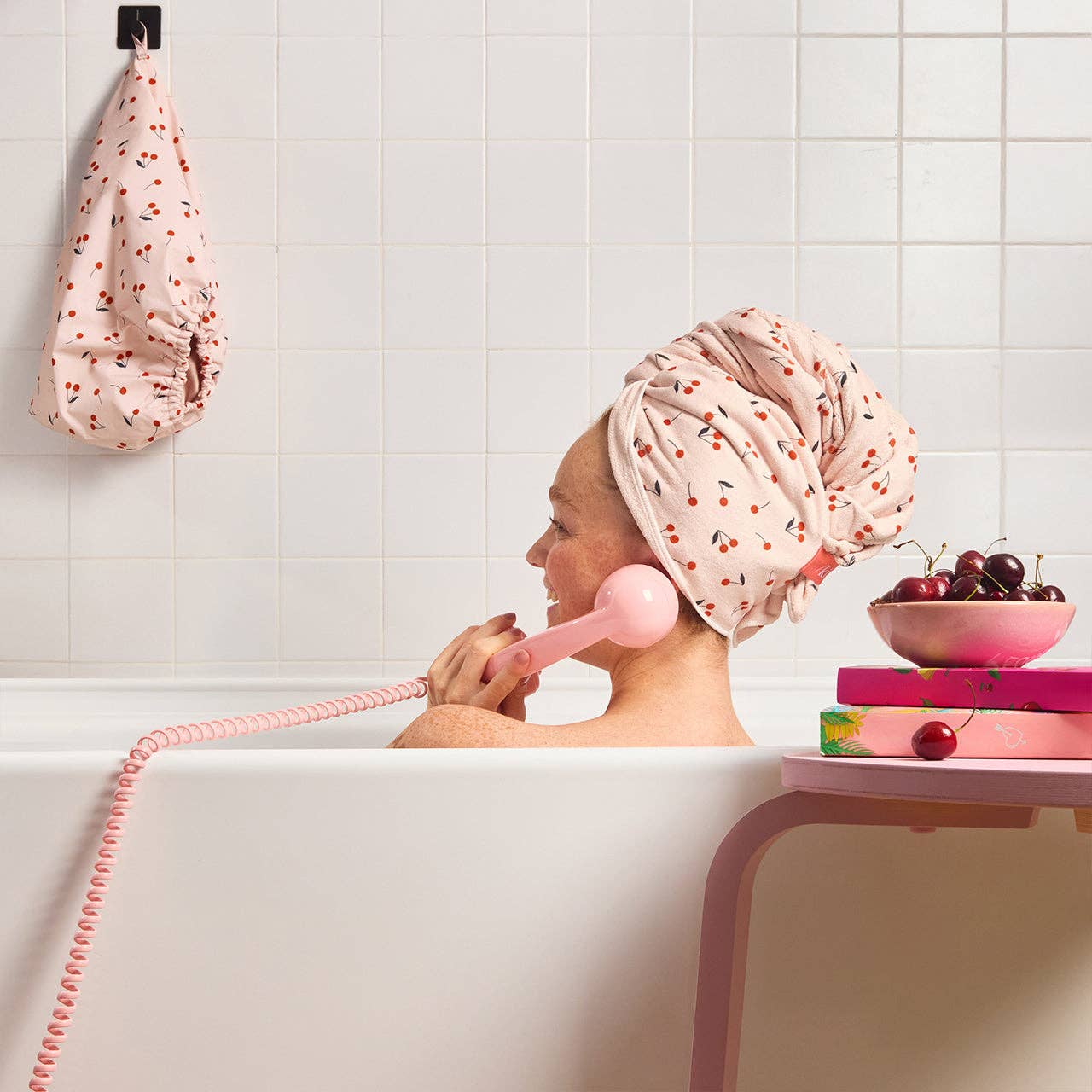 XL Hair Towel Wrap - Cherry Print-KITSCH-Anna Kaytes Boutique, Women's Fashion Boutique in Grinnell, Iowa