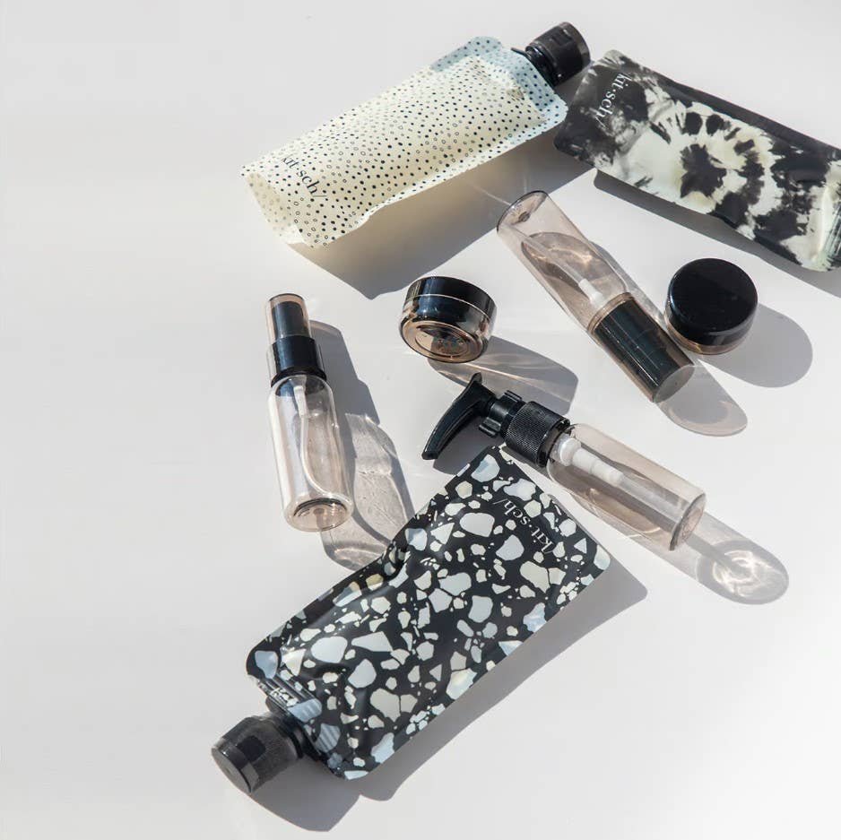 Refillable Ultimate Travel 11pc Set - Black & Ivory-KITSCH-Anna Kaytes Boutique, Women's Fashion Boutique in Grinnell, Iowa