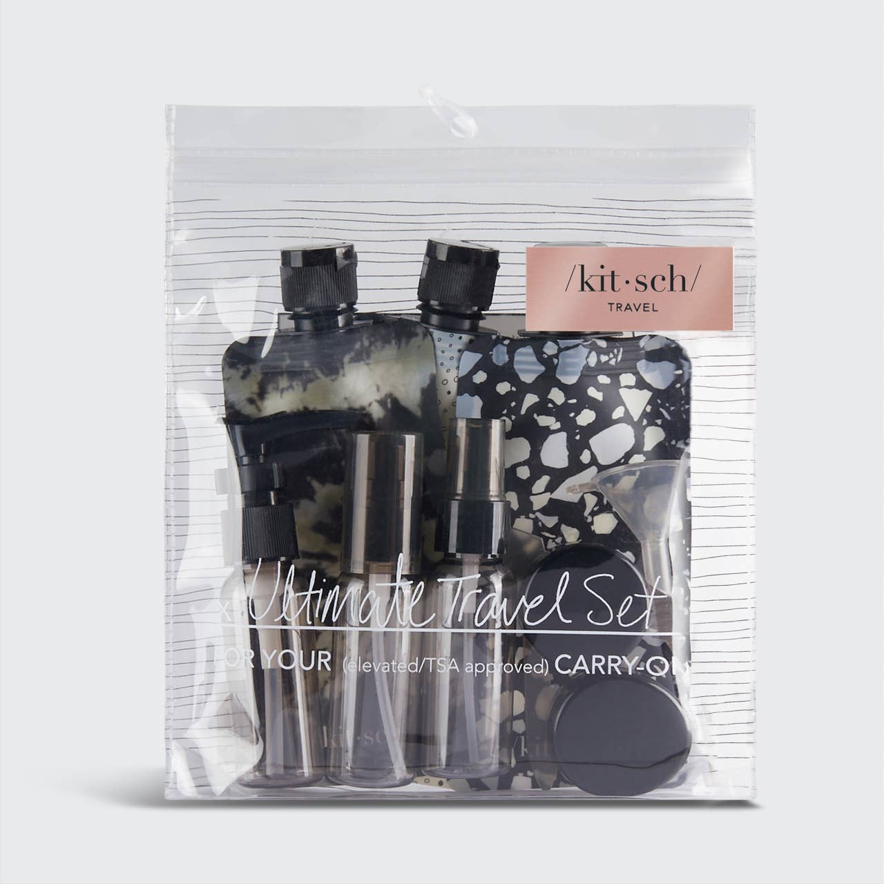 Refillable Ultimate Travel 11pc Set - Black & Ivory-KITSCH-Anna Kaytes Boutique, Women's Fashion Boutique in Grinnell, Iowa