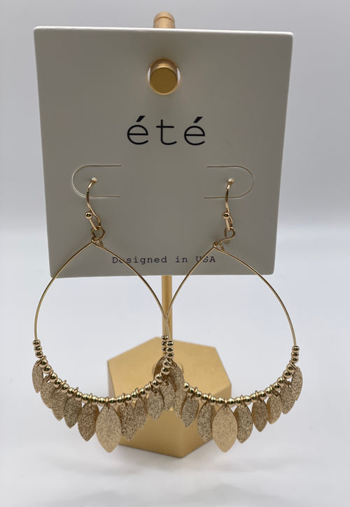 Gold Leaf Teardrop Earrings- Gold
