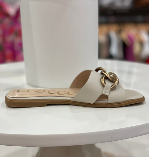 Miley Sandal With Chain Detail- Cream-Sandals-Ccocci-Anna Kaytes Boutique, Women's Fashion Boutique in Grinnell, Iowa