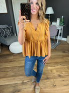 It Just Comes Natural Ruffle Peplum V-Neck - Multiple Options-Short Sleeves-Millibon IT31412-Anna Kaytes Boutique, Women's Fashion Boutique in Grinnell, Iowa