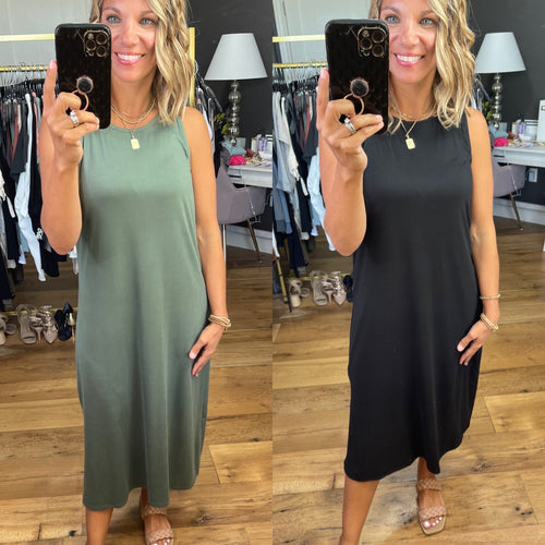 Someday Soon Side Slit Midi Dress - Multiple Options