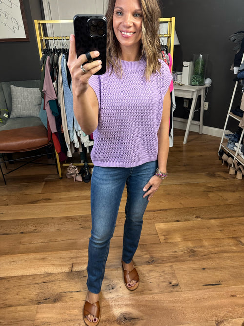 Spring's Song Knit Short Sleeve Sweater Top - Lavender