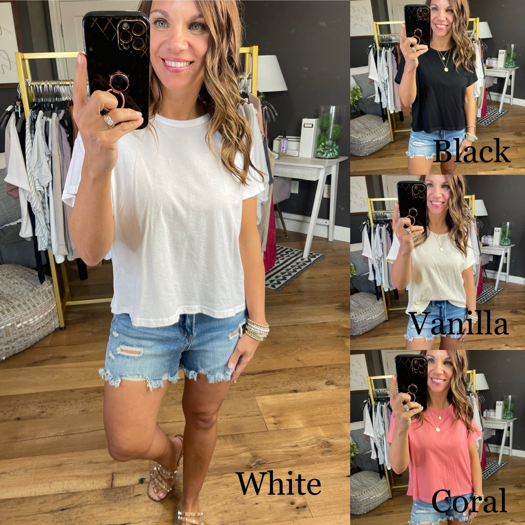 The Taylor Boxy Crop Crew Tee - Multiple Options-Short Sleeves-Wasabi & Mint WMT2538-Anna Kaytes Boutique, Women's Fashion Boutique in Grinnell, Iowa