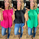 Follow The Lead Ruffle Sleeve Top - Multiple Options-Short Sleeves-Glam GT4214-Anna Kaytes Boutique, Women's Fashion Boutique in Grinnell, Iowa