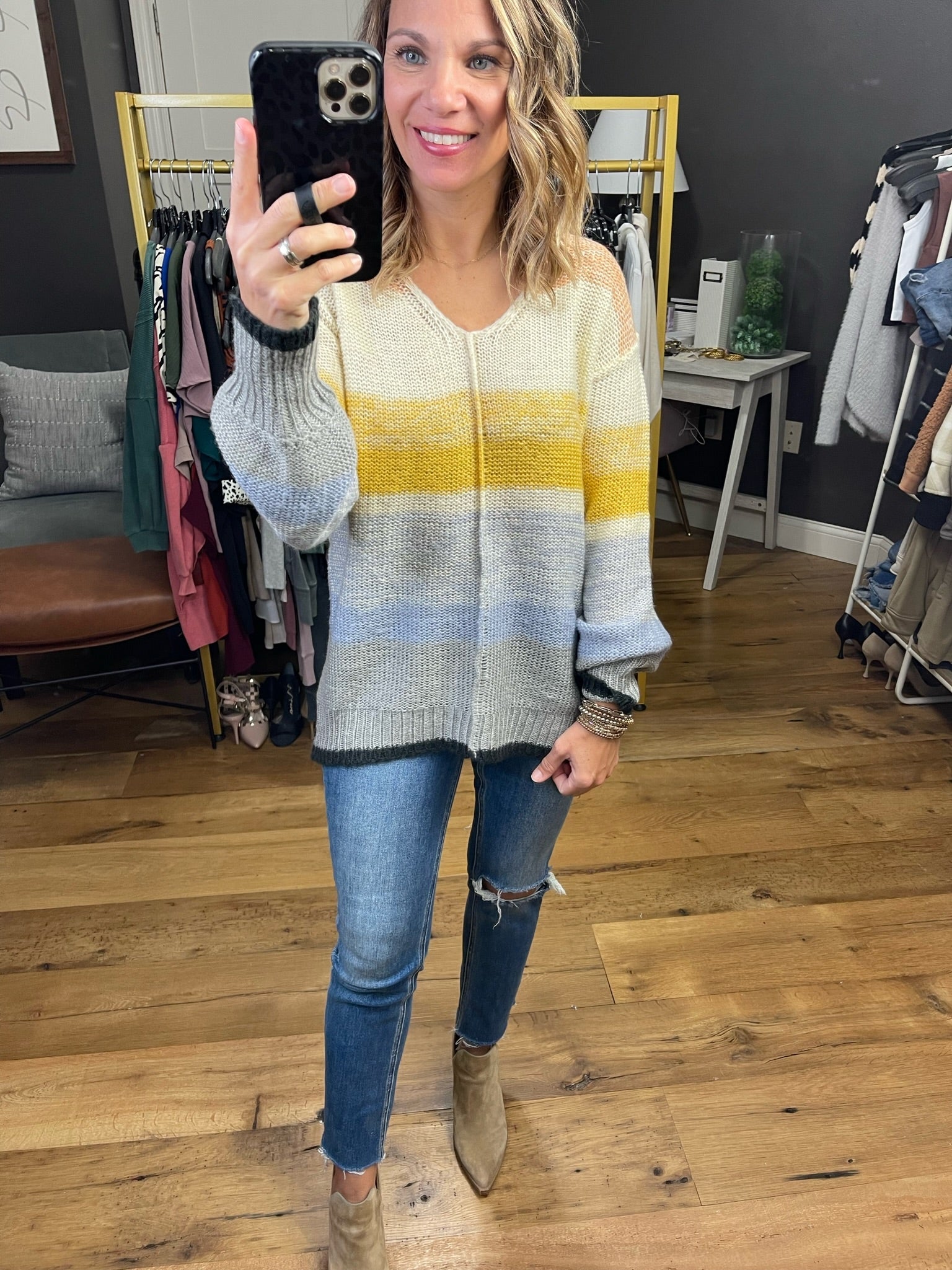 No Problem Knit Striped Sweater - Multiple Options