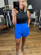 Start Us Off High-Waisted Trouser Short - Royal-Shorts-Skies Are Blue-Anna Kaytes Boutique, Women's Fashion Boutique in Grinnell, Iowa