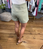 Your Best Self High-Waisted Scoop Hem Short With Button Detail - Olive-Shorts-Very J LP81271-Anna Kaytes Boutique, Women's Fashion Boutique in Grinnell, Iowa