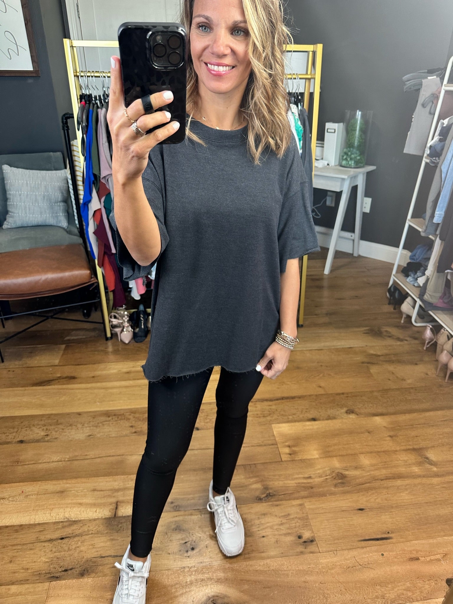 The Haiden Raw Hem Oversized Tee - Multiple Options-Short Sleeves-Zenana IT-39022-Anna Kaytes Boutique, Women's Fashion Boutique in Grinnell, Iowa