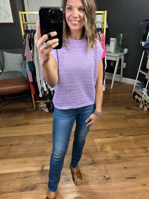Spring's Song Knit Short Sleeve Sweater Top - Lavender
