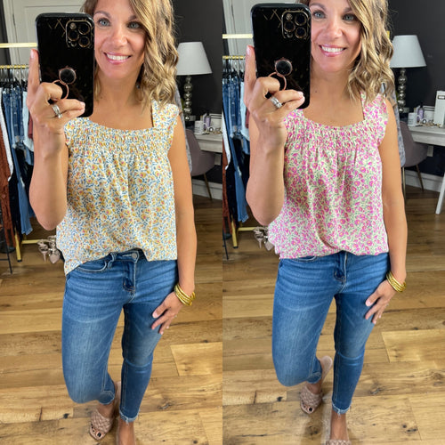 Can't Say No Floral Tank With Smocking Detail - Multiple Options