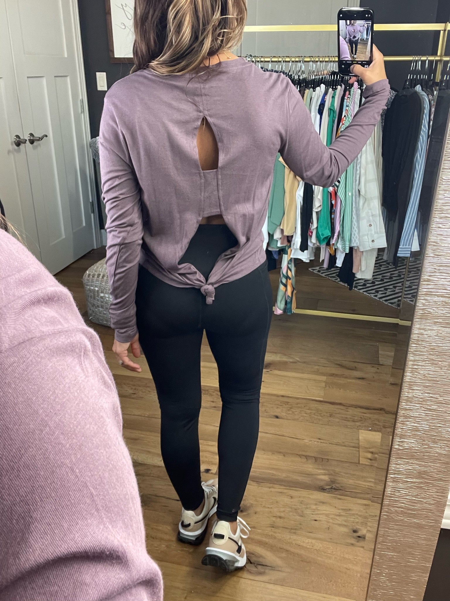 She Is Strong Cropped Longsleeve With Open Back Detail - Multiple Options-Long Sleeves-Mono B KT11654-Anna Kaytes Boutique, Women's Fashion Boutique in Grinnell, Iowa