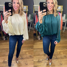 Miss Me Balloon Sleeve Top With Sequin Detail - Multiple Options-Long Sleeves-Vine & Love VT31779-Anna Kaytes Boutique, Women's Fashion Boutique in Grinnell, Iowa