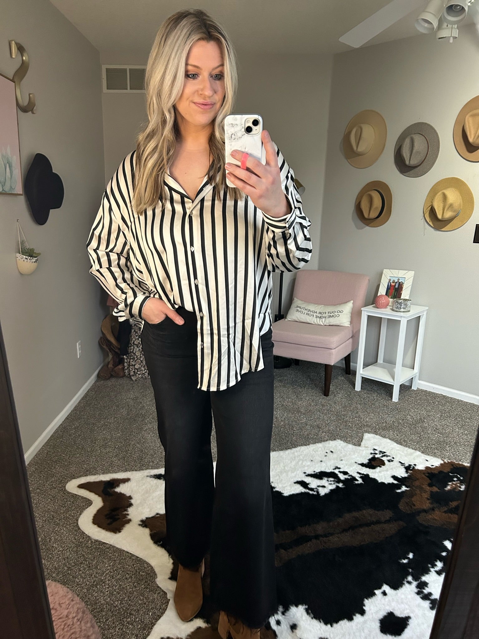 Great Idea Striped Button-Down Top - Multiple Options-Long Sleeves-Vine & Love VT81315-Anna Kaytes Boutique, Women's Fashion Boutique in Grinnell, Iowa