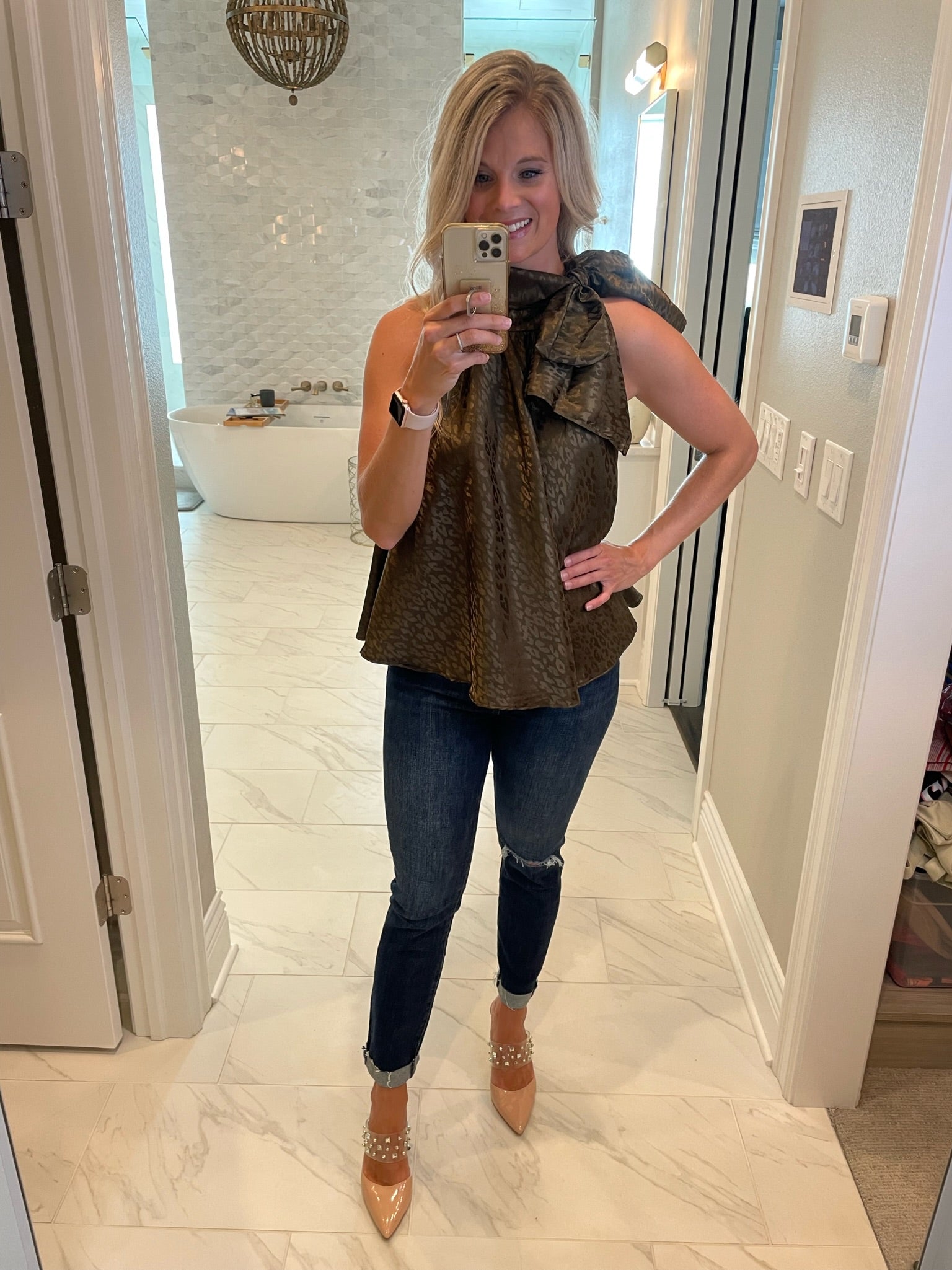 Racing Through My Brain High-Neck Top With Embossed Detail - Olive-Short Sleeves-Glam GT4571-Anna Kaytes Boutique, Women's Fashion Boutique in Grinnell, Iowa