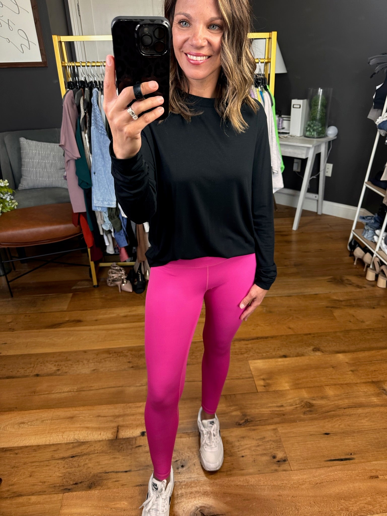 The Sierra High-Waisted Leggings - Hot Pink-Leggings-Mono B APH-B0915-Anna Kaytes Boutique, Women's Fashion Boutique in Grinnell, Iowa