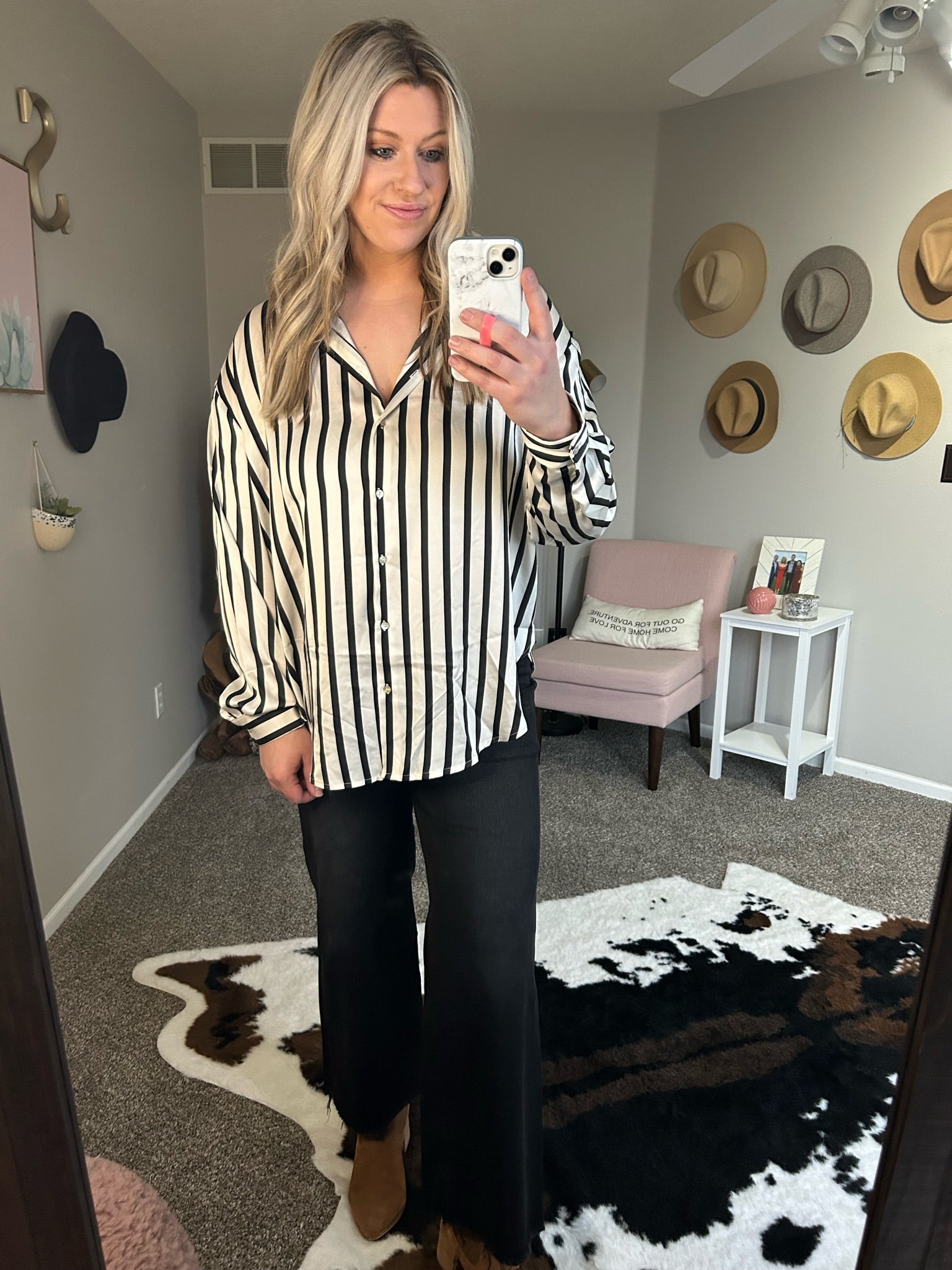 Great Idea Striped Button-Down Top - Multiple Options-Long Sleeves-Vine & Love VT81315-Anna Kaytes Boutique, Women's Fashion Boutique in Grinnell, Iowa