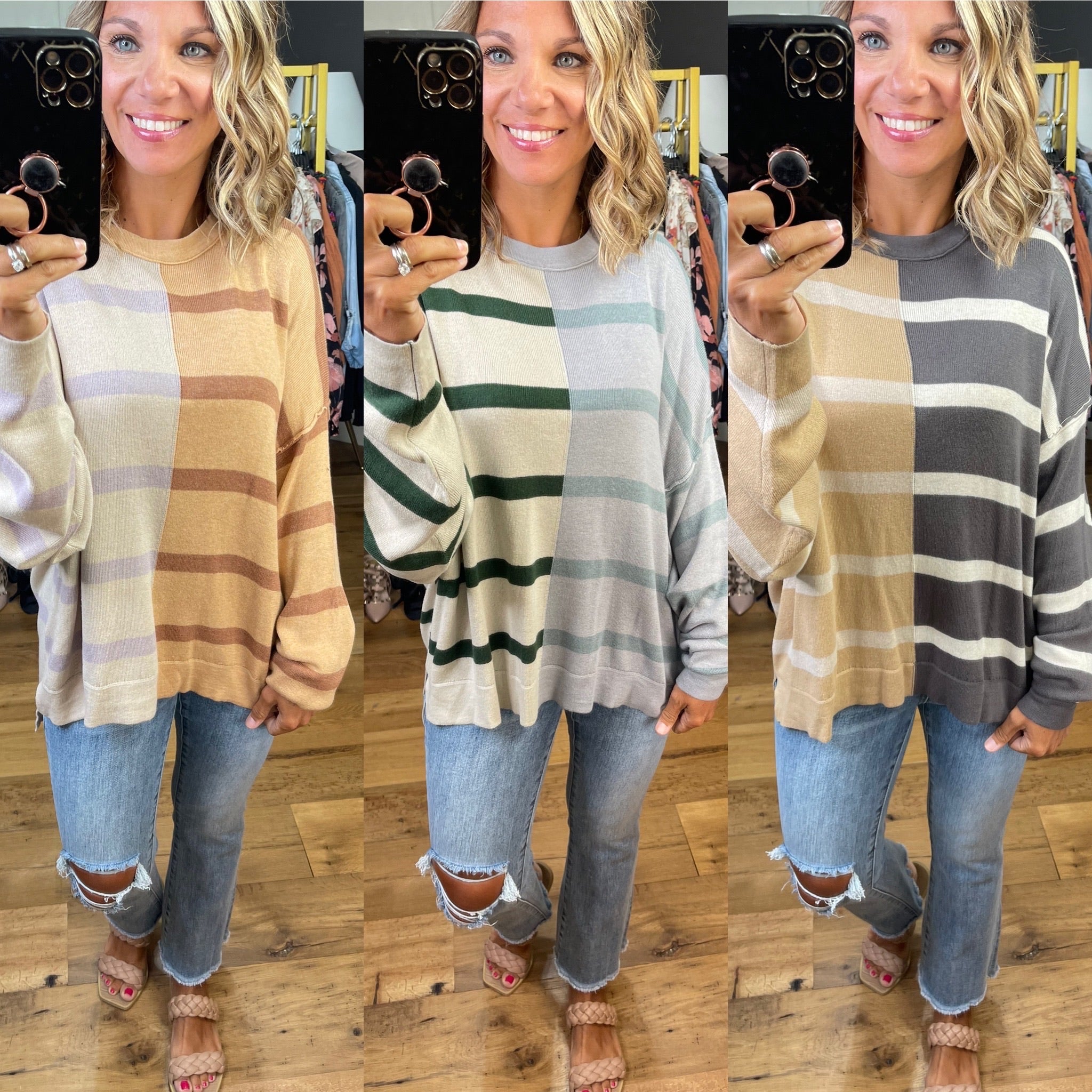 Here To Tell You Striped Contrasting Sweater - Multiple Options-Wishlist-Anna Kaytes Boutique, Women's Fashion Boutique in Grinnell, Iowa