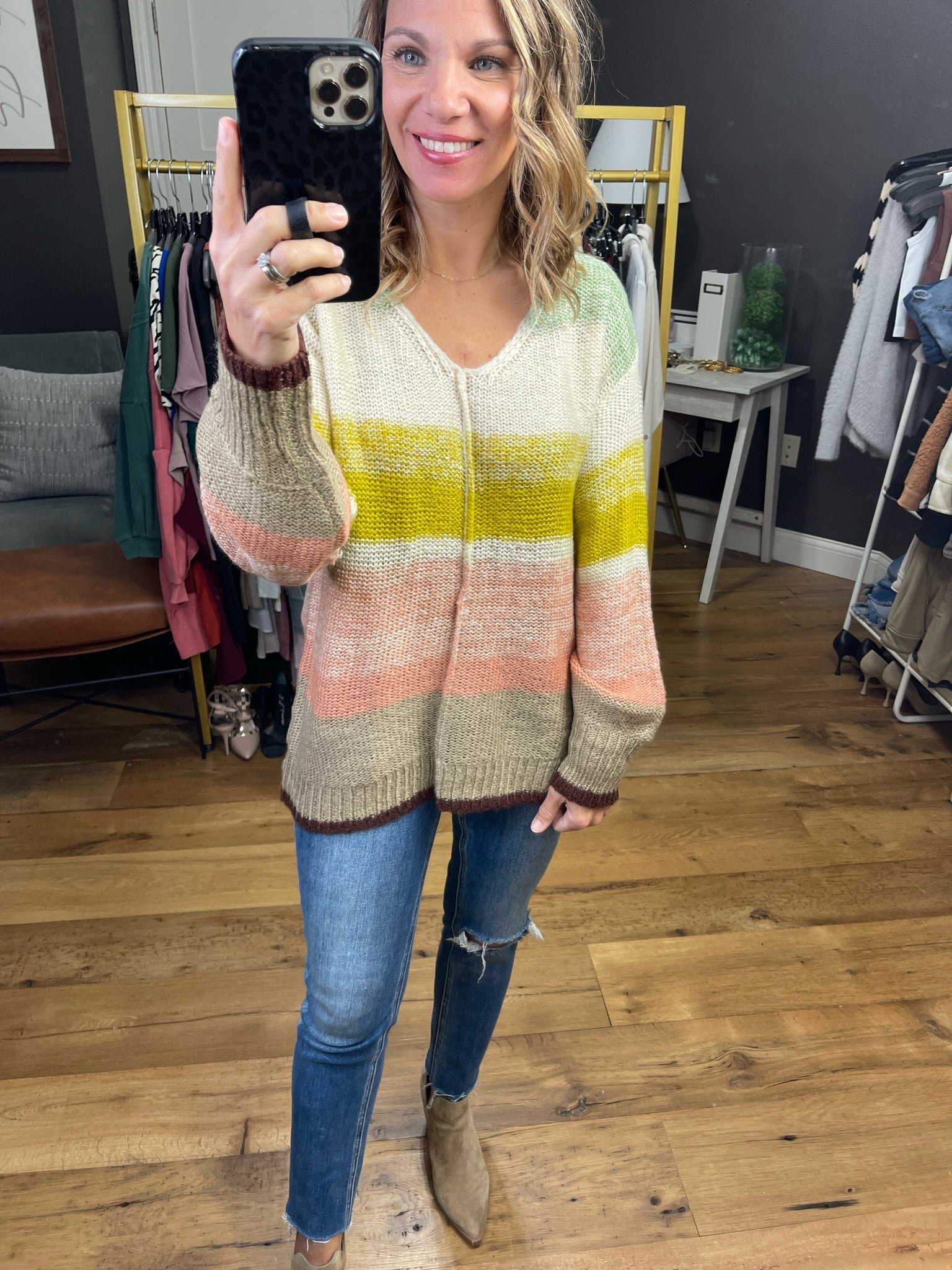 No Problem Knit Striped Sweater - Multiple Options