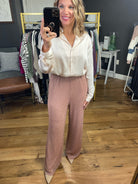 The Beth Wide Leg Shimmer Pant - Rose-Pants-Skies Are Blue-Anna Kaytes Boutique, Women's Fashion Boutique in Grinnell, Iowa