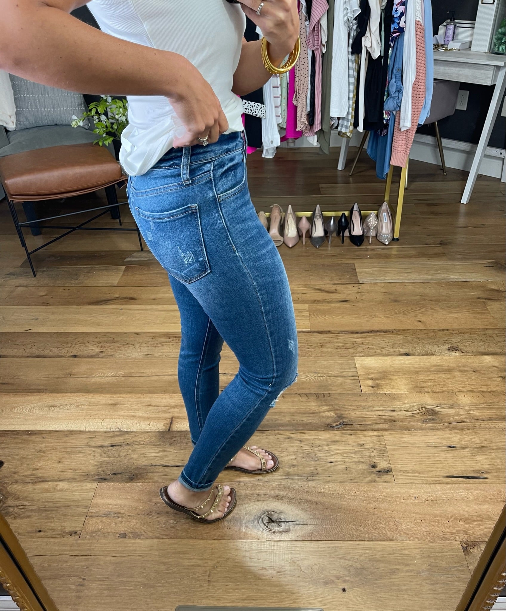 The Jonnie High-Rise Distressed Skinny Crop Denim-Jeans-Vervet V2374-Anna Kaytes Boutique, Women's Fashion Boutique in Grinnell, Iowa