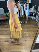 Catching The Sun Tiered Ruffle Skirt - Yellow-Skirts-Entro-Anna Kaytes Boutique, Women's Fashion Boutique in Grinnell, Iowa