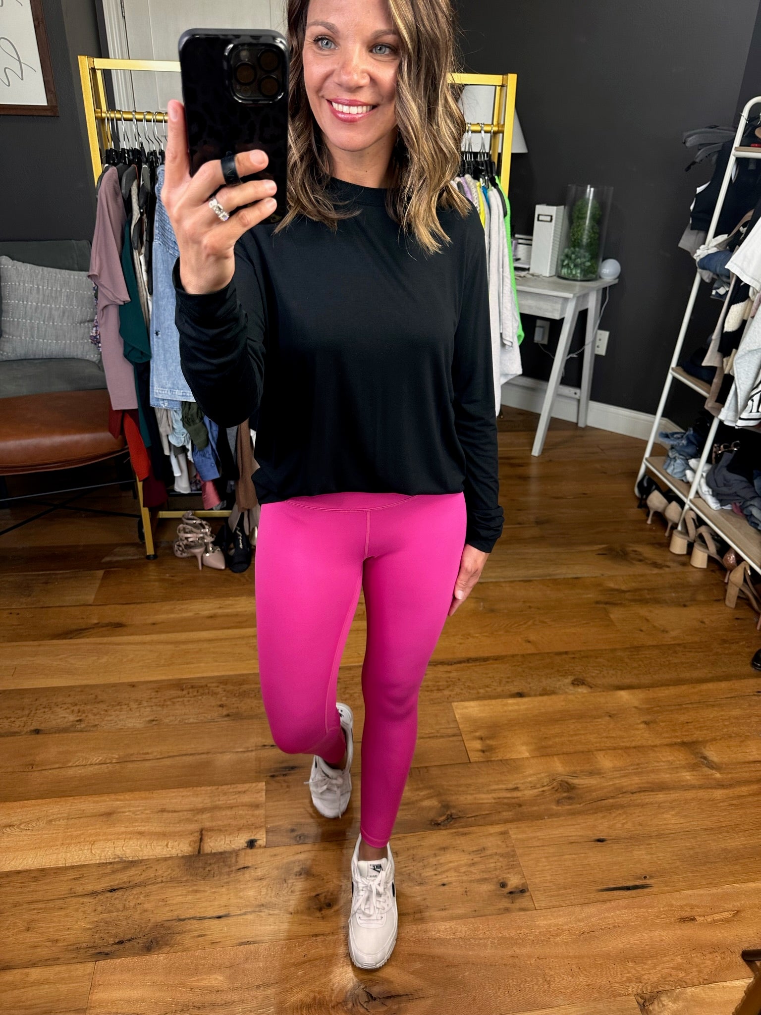 The Sierra High-Waisted Leggings - Hot Pink-Leggings-Mono B APH-B0915-Anna Kaytes Boutique, Women's Fashion Boutique in Grinnell, Iowa