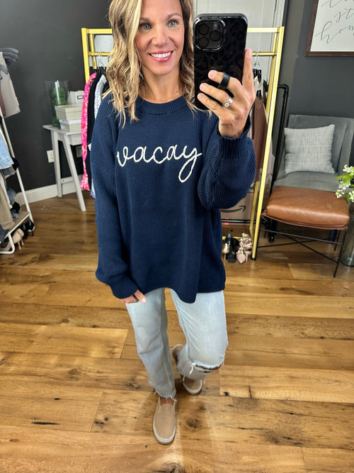 Vacay Stitched Crew Sweater - Multiple Options