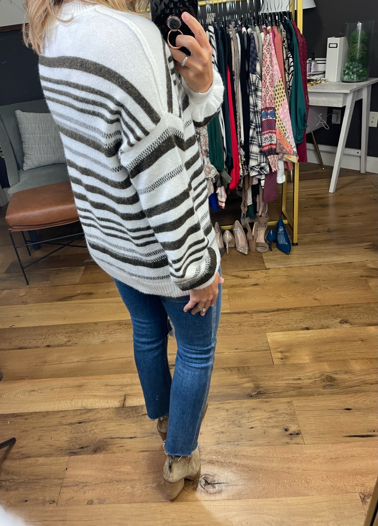 Different This Time Striped Balloon Sleeve Sweater - Multiple Options-Sweaters-Staccato 53639-Anna Kaytes Boutique, Women's Fashion Boutique in Grinnell, Iowa