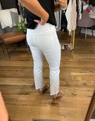 The Willow Raw Hem Denim With Light Distressed Detail - White-Jeans-Vervet V2412-Anna Kaytes Boutique, Women's Fashion Boutique in Grinnell, Iowa