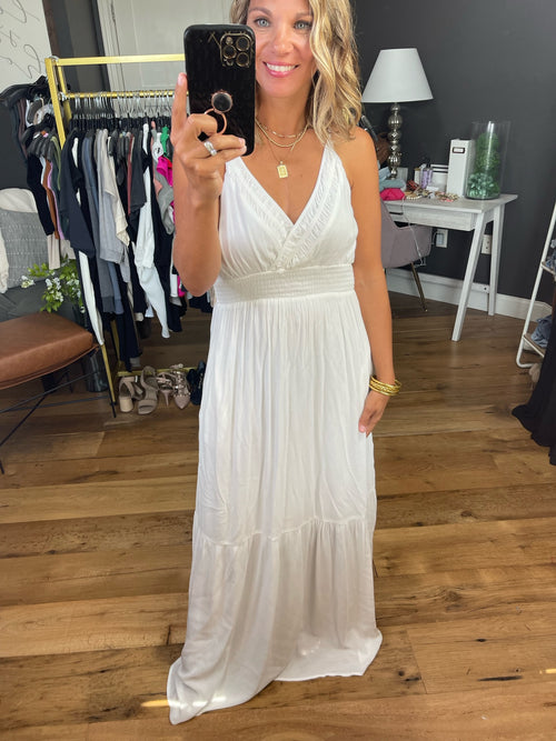 I'm Pretty Sure V-Neck Maxi Dress - Ivory