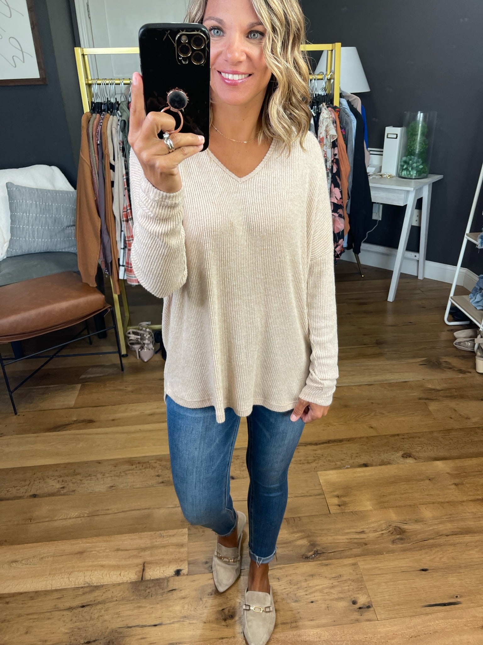 Save The Day Ribbed V-Neck Longsleeve - Multiple Options-Staccato 17478Q-Anna Kaytes Boutique, Women's Fashion Boutique in Grinnell, Iowa